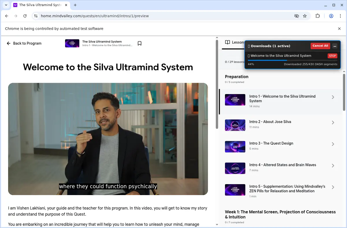 Mindvalley Video Downloader browser extension screenshot 2